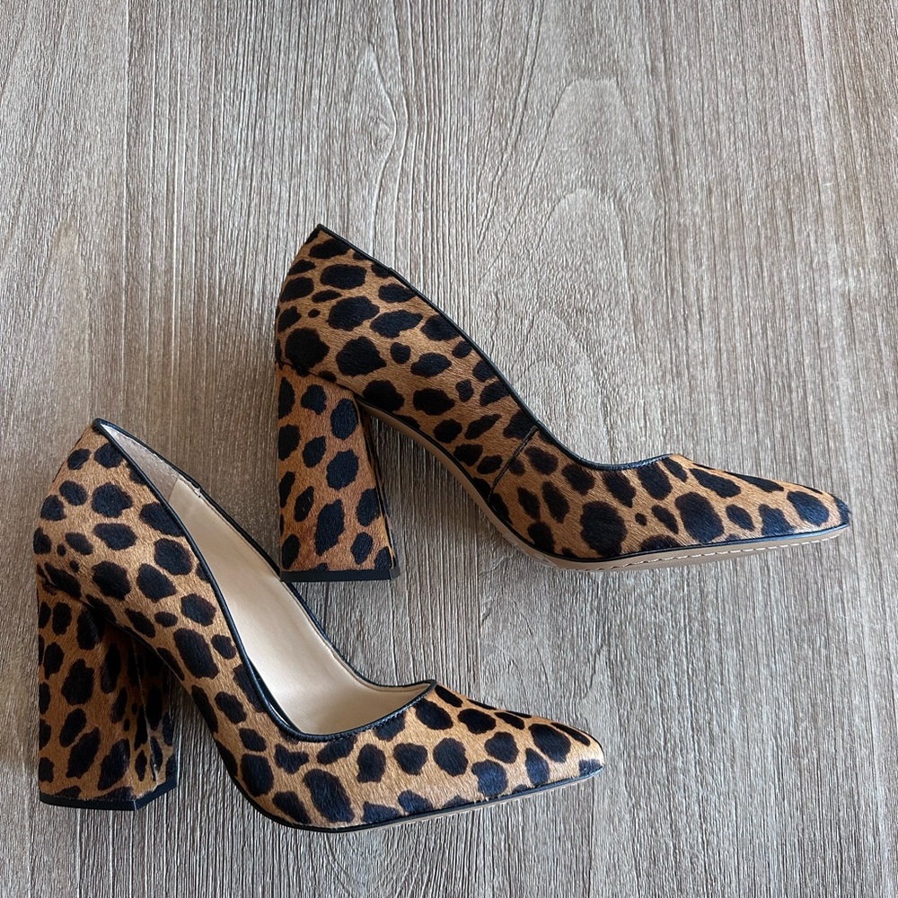 Vince Camuto Talise2 Cow-Hair Block Heels Leopard 10 NWB - Picture 3 of 14